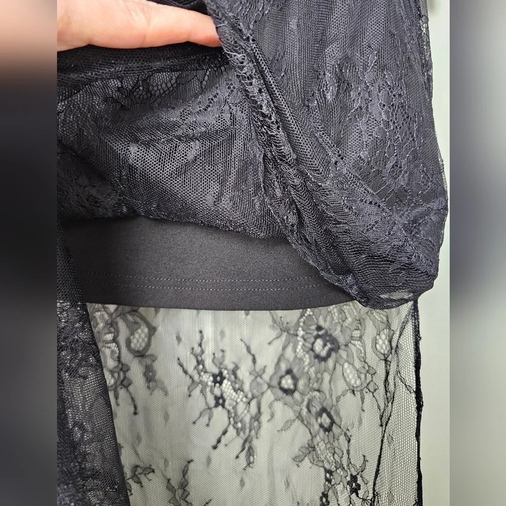 Lulus NWT Sensational Flirt Black Sheer Lace One-shoulder Maxi Dress - Small